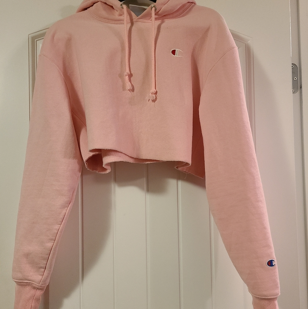 Champion pink cropped hoodie